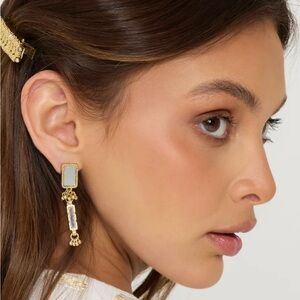 House of Tuhina Minar Gold and Mirror Dangle Earrings